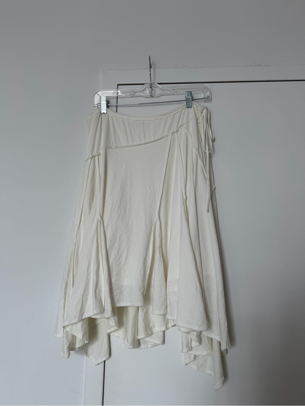 With Jean Cream Asymmetrical Handkerchief Hem Skirt